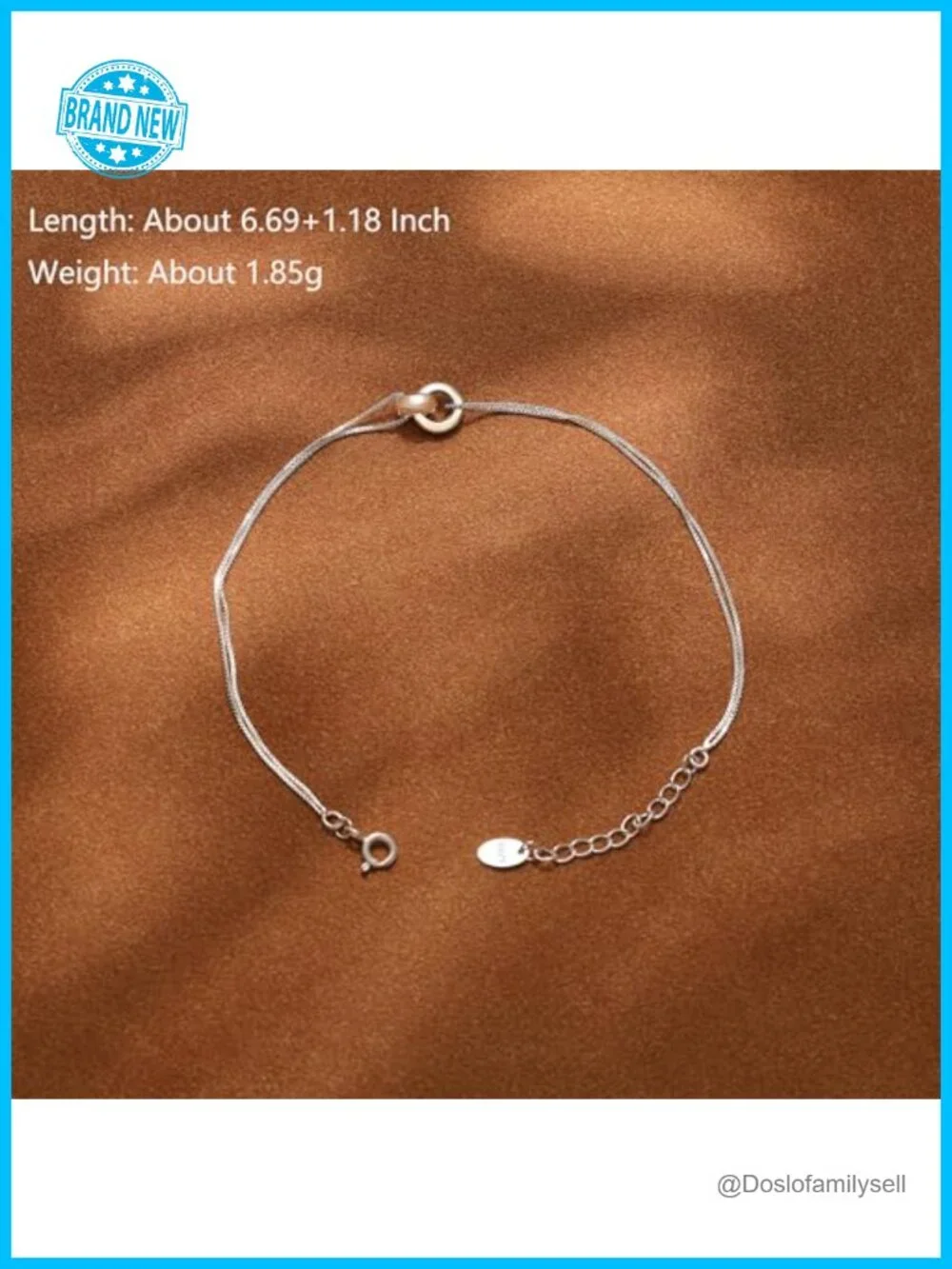925 Sterling Silver Mother Daughter Interlocking Bracelet Adjustable Stackable